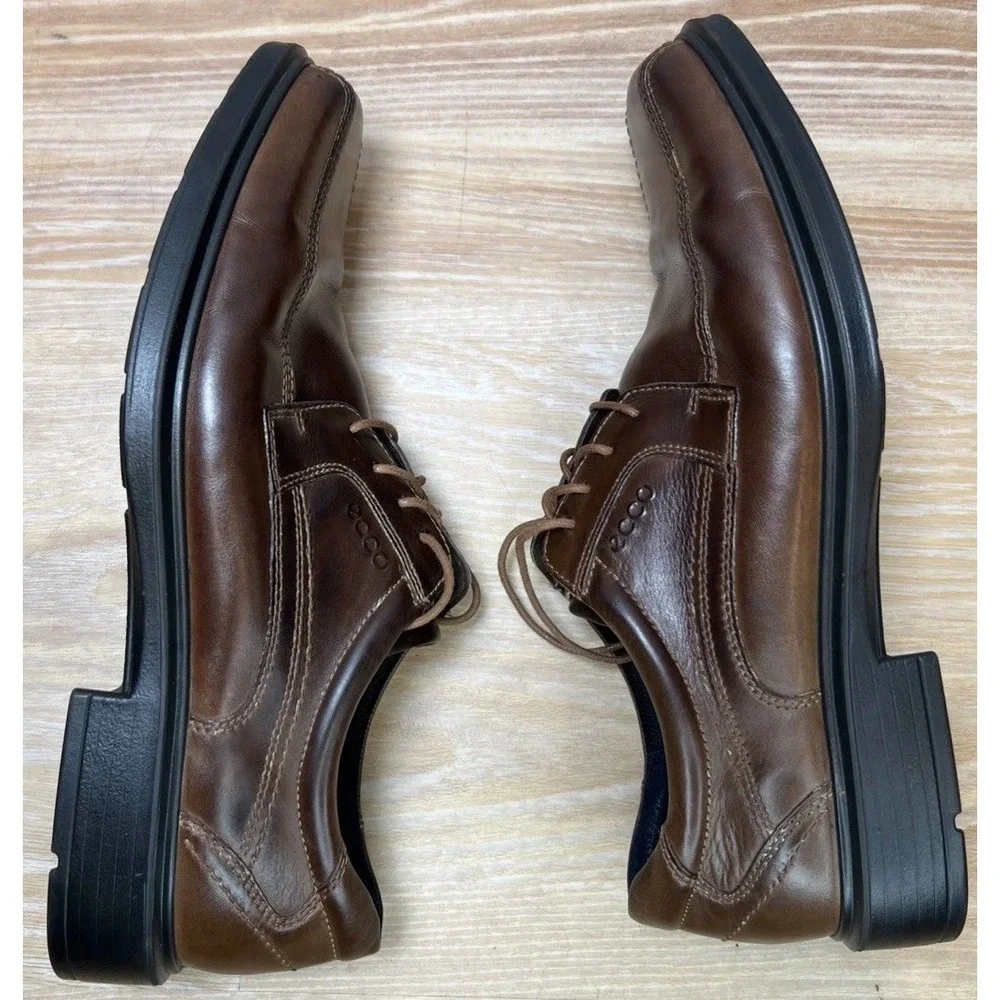 ECCO Helsinki Bike Toe Dress Shoes Mens 46 US 12 Brown Leather Comfort Oxford
